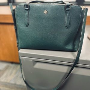 Tory Burch Dark Green Emerson Small Tote